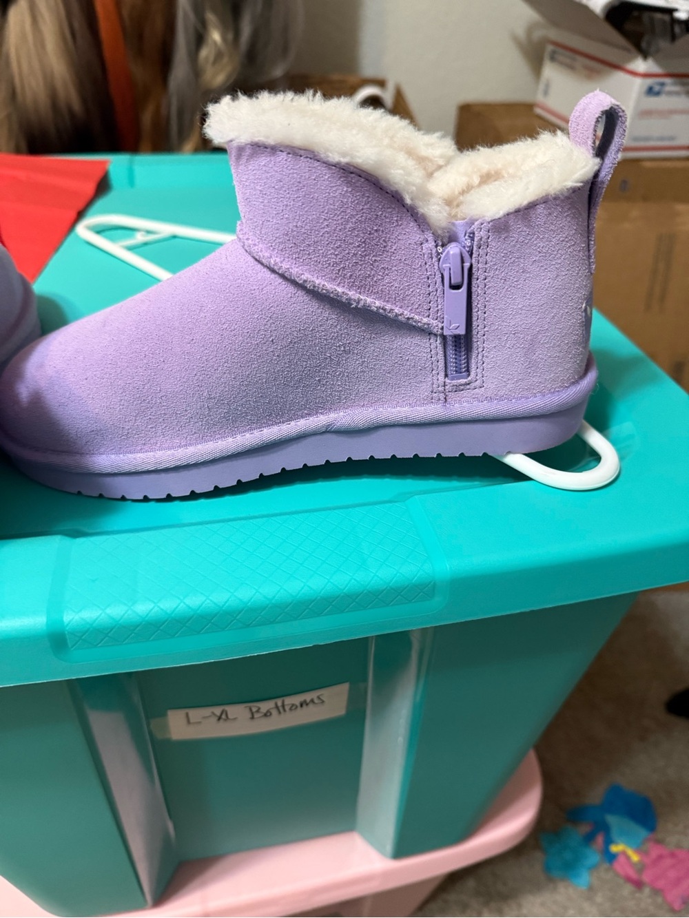 Koolaburra Lavender Faux-Fur Lined Kids Ankle Boots - Picture 4 of 5